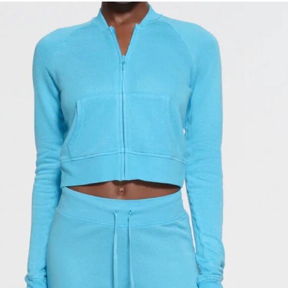 SKIMS Tops - SKIMS French Terry Modal Zip Up light weight sweatshirt Cyan XS (New)